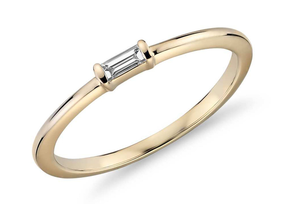 Forcone del peso 0.11ct dell'anello di oro del taglio 9K delle baguette 2.0×4.0MM che mette tipo