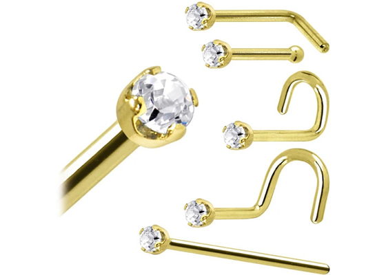 ODM 18k Rose Gold Nose Ring, naso che perfora il diamante naturale di Pin With 1.5-2.5mm