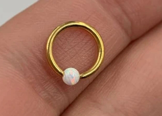 Piercing del naso dell'oro del cerchio 18K con Opal Inner Diameter naturale 8-12mm