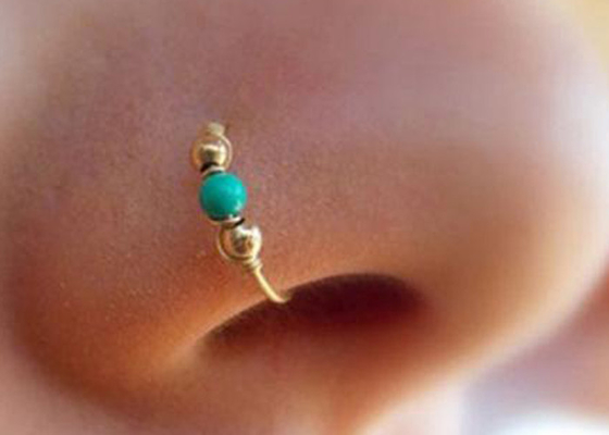 Piercing del naso dell'oro del cerchio 18K con Opal Inner Diameter naturale 8-12mm