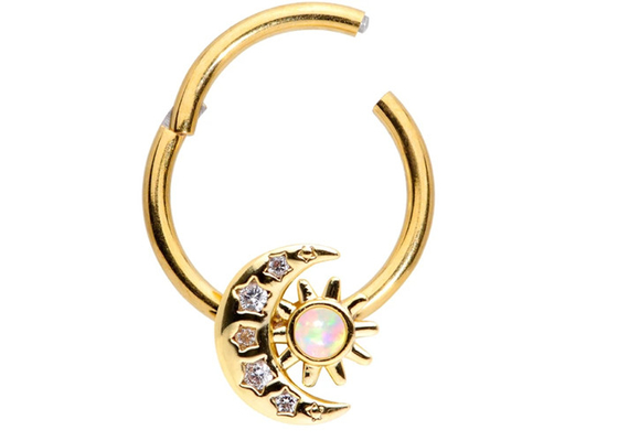 Il Sun solido della luna di piercing del naso dell'oro 18K modella con il ODM naturale dei diamanti di 0.06ct SI2