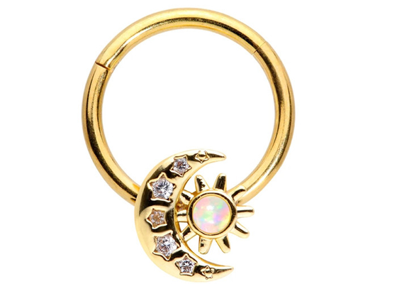 Il Sun solido della luna di piercing del naso dell'oro 18K modella con il ODM naturale dei diamanti di 0.06ct SI2