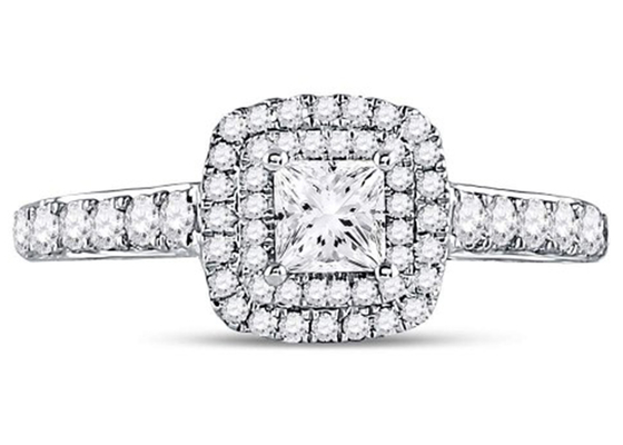 i gioielli dell'oro solido di 3.65g 14K, 0.8ct quadrano l'oro bianco Diamond Rings delle donne