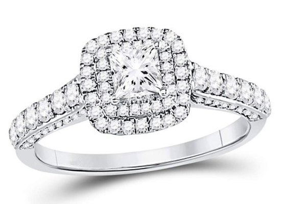 i gioielli dell'oro solido di 3.65g 14K, 0.8ct quadrano l'oro bianco Diamond Rings delle donne