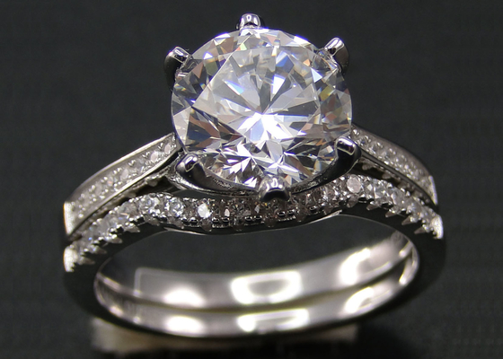 Taglio brillante Diamond Ring 1.25CT, 18k oro bianco Ring Set For Women del giro 1PCS