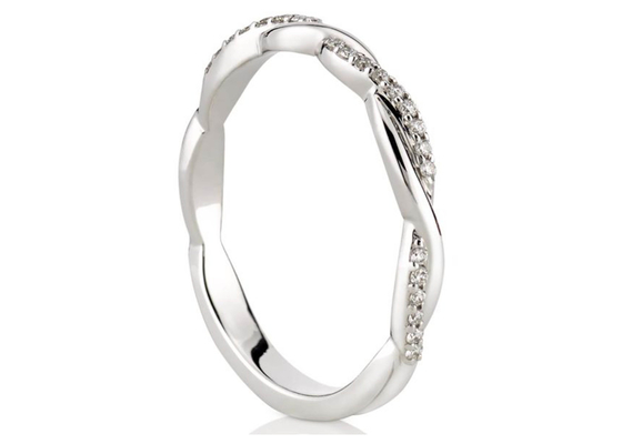 ODM reale del taglio di giro di Diamond Jewellery Ring 0.3ct dell'oro bianco 14K per l'impegno
