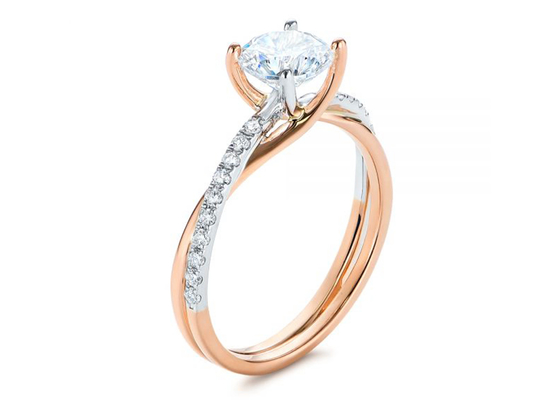 Giro Criss Cross Diamond Ring Gold, 4 dimensione dell'anello di fidanzamento 6mm del forcone