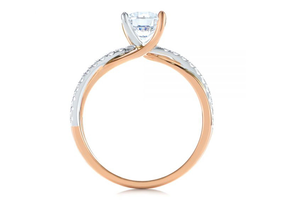 Giro Criss Cross Diamond Ring Gold, 4 dimensione dell'anello di fidanzamento 6mm del forcone