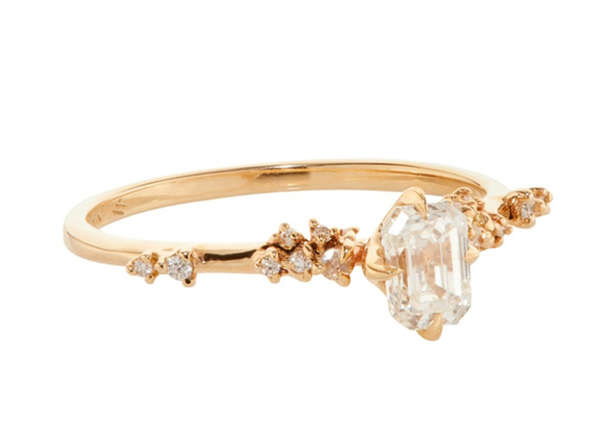 Modo Emerald Cut Diamond Ring, pietra di Ring With 6×8mm di impegno dell'insieme dell'artiglio
