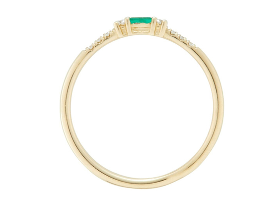 le baguette di 4×6mm hanno tagliato Emerald Ring, 14k l'oro giallo Emerald Ring Fashion Style
