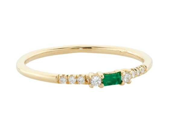 le baguette di 4×6mm hanno tagliato Emerald Ring, 14k l'oro giallo Emerald Ring Fashion Style