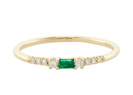 le baguette di 4×6mm hanno tagliato Emerald Ring, 14k l'oro giallo Emerald Ring Fashion Style