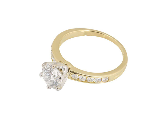 oro bianco 11pcs 0,1 carati Diamond Ring, il RD3.0MM delle donne dell'anello di oro solido di 3.21g 14k