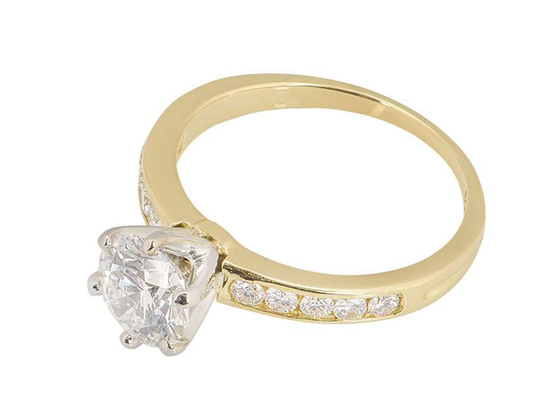 oro bianco 11pcs 0,1 carati Diamond Ring, il RD3.0MM delle donne dell'anello di oro solido di 3.21g 14k