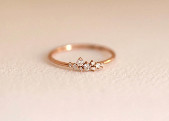 ODM reale solido di 14K Diamond Jewellery Ring Brilliant Cut per l'anniversario