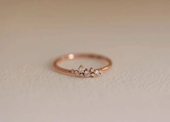 ODM reale solido di 14K Diamond Jewellery Ring Brilliant Cut per l'anniversario