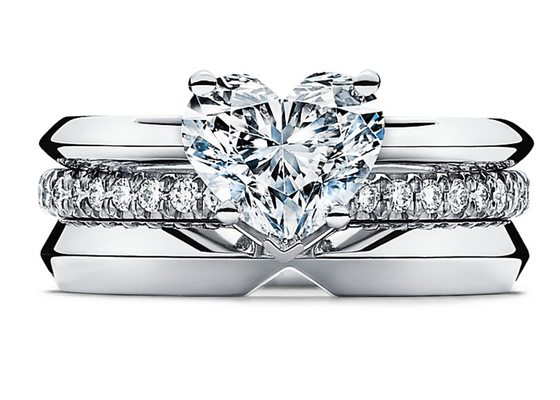 il cuore dell'oro bianco 14K ha modellato il ODM dell'OEM di Diamond Engagement Ring 0.6ct