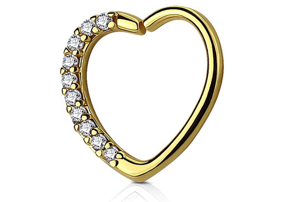 Orecchino classico del cerchio della cartilagine dell'oro 14k, forma 16G Diamond Cartilage Earring del cuore