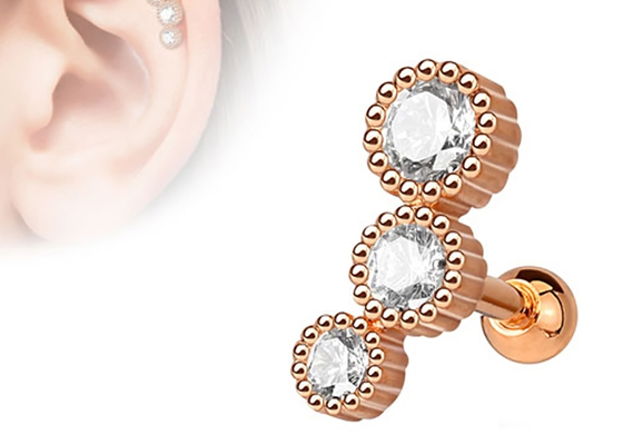 Orecchini perforanti dei gioielli dell'ente sterile dell'oro per il ODM del diametro 3×3mm del Tragus della cartilagine