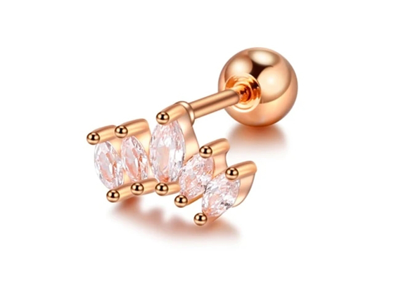 lunghezza perforante degli orecchini 6mm dei gioielli del corpo dell'oro di forma della corona 16g con il diamante di Mq