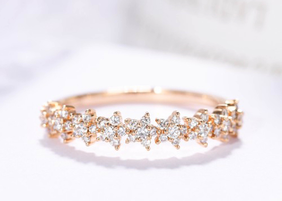 0.54ct stella d'oro Diamond Ring, impegno Ring For Women Girl dell'oro 18k di 1.3mm