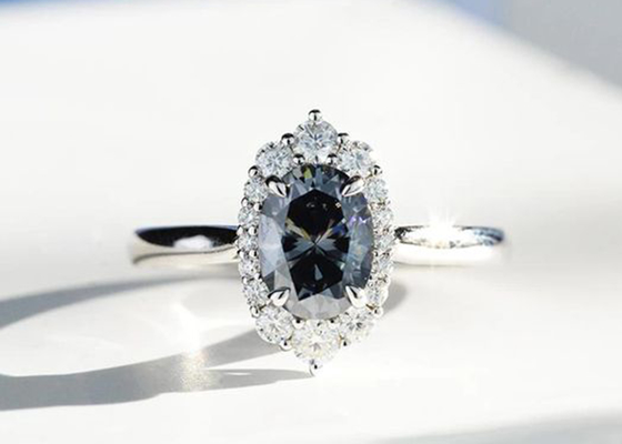 3 dimensione di colore 8×10MM di Moissanite sviluppata laboratorio ovale Ring Dark Grey di carati