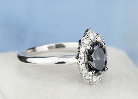 3 dimensione di colore 8×10MM di Moissanite sviluppata laboratorio ovale Ring Dark Grey di carati