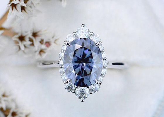 3 dimensione di colore 8×10MM di Moissanite sviluppata laboratorio ovale Ring Dark Grey di carati
