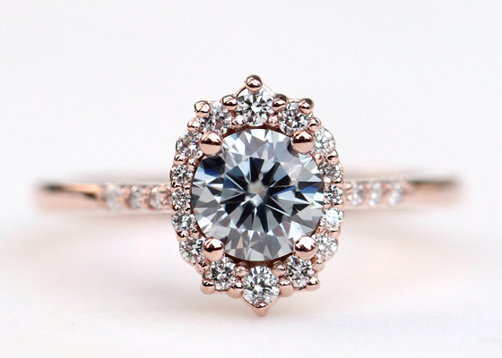 anelli di fidanzamento di 1.2ct 1pcs Moissanite per le donne 14K Rose Gold Material