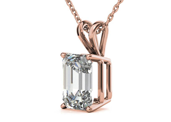 incastonatura del diametro 7×5mm delle collane dell'oro di 1.05ct Emerald Cut 14k che mette tipo