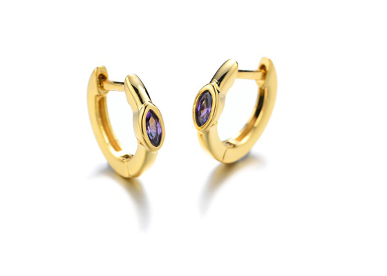 Dimensione di Marquise Cut Inner 8.5mm Oouter 11.5mm degli orecchini dell'oro del cerchio 9K di Huggie