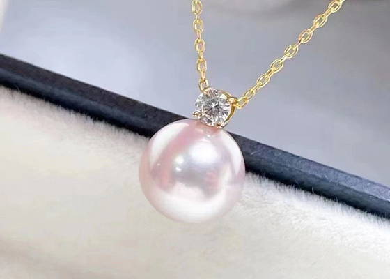 singola collana d'acqua dolce della perla 2ct, 0.03ct Diamond Accent Necklace