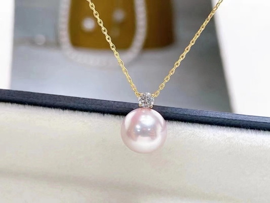 singola collana d'acqua dolce della perla 2ct, 0.03ct Diamond Accent Necklace