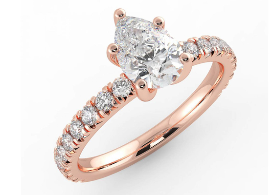 ODM del certificato di Wedding18K Rose Gold Ring Pear Cut 0.80ct DGC