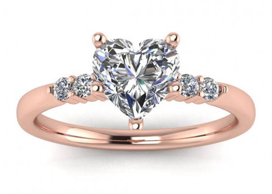 dimensione del diamante 6MM di Ring Heart Shape With Lab dell'argento di 0.8ct 9K