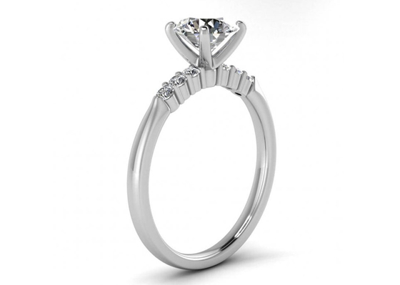 dimensione del diamante 6MM di Ring Heart Shape With Lab dell'argento di 0.8ct 9K