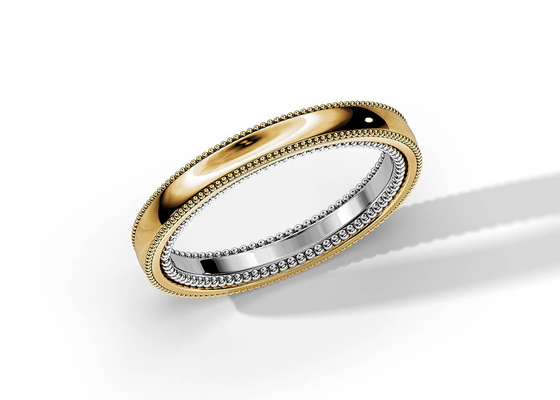 ODM 2 Tone Gold Engagement Rings, OEM dell'anello della banda di nozze dell'oro di 4MM 5MM 6MM