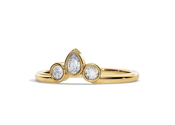Banda di nozze a forma di V 0.4CT con l'anello di fidanzamento, OEM accatastabile di 2MM Diamond Rings