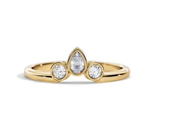 Banda di nozze a forma di V 0.4CT con l'anello di fidanzamento, OEM accatastabile di 2MM Diamond Rings