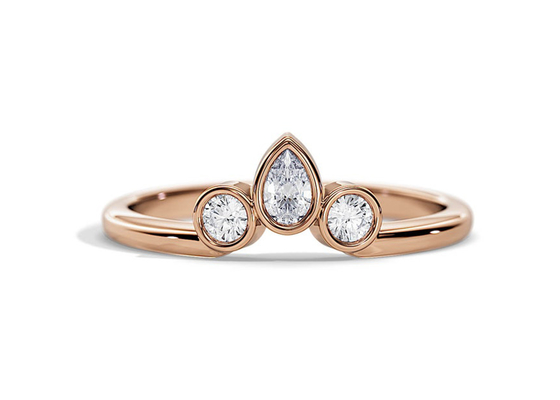Banda di nozze a forma di V 0.4CT con l'anello di fidanzamento, OEM accatastabile di 2MM Diamond Rings