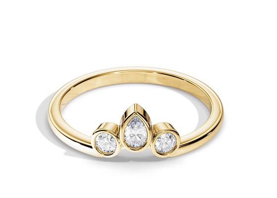 Banda di nozze a forma di V 0.4CT con l'anello di fidanzamento, OEM accatastabile di 2MM Diamond Rings