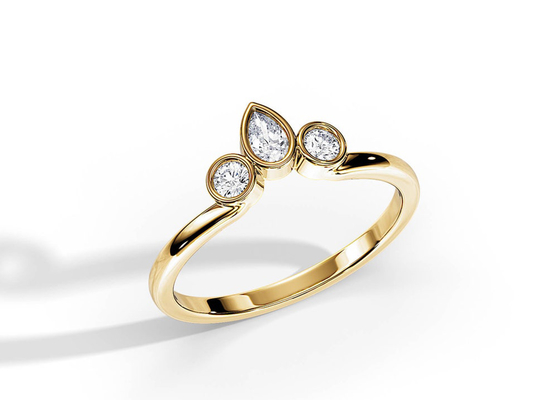 Banda di nozze a forma di V 0.4CT con l'anello di fidanzamento, OEM accatastabile di 2MM Diamond Rings