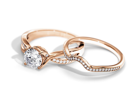 colore di media di 1.25ct Rose Gold Moissanite Engagement Rings VS1 SI1 SI2
