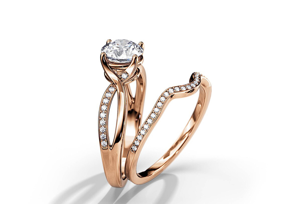 colore di media di 1.25ct Rose Gold Moissanite Engagement Rings VS1 SI1 SI2