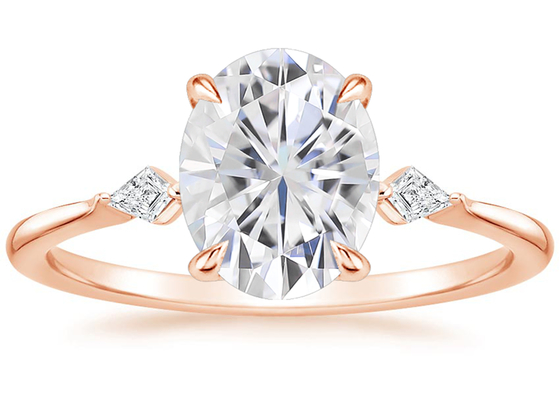 diametro OV7×9mm 2.1ct degli anelli di 10K Rose Gold Oval Moissanite Engagement