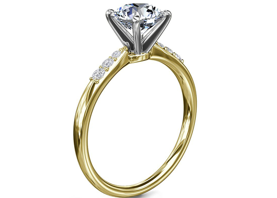 La forma rotonda 9K argenta la pietra bianca di Ring With 6MM 1.0ct Moissanite