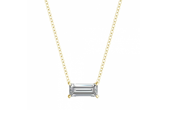 Le baguette hanno tagliato le collane dell'oro 14K con il diamante del solitario di 0.5ct 5×7mm