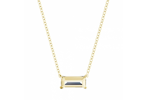 Le baguette hanno tagliato le collane dell'oro 14K con il diamante del solitario di 0.5ct 5×7mm