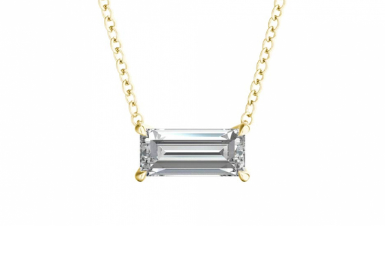 Le baguette hanno tagliato le collane dell'oro 14K con il diamante del solitario di 0.5ct 5×7mm