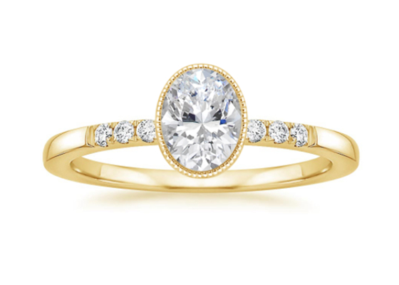 Oro giallo Diamond Ring, ODM delle donne 10k dell'OEM ovale di Diamond Engagement Ring del laboratorio